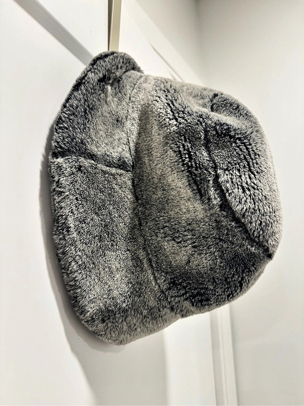 Street Level Faux Fur Hat in Gray & Black Like New